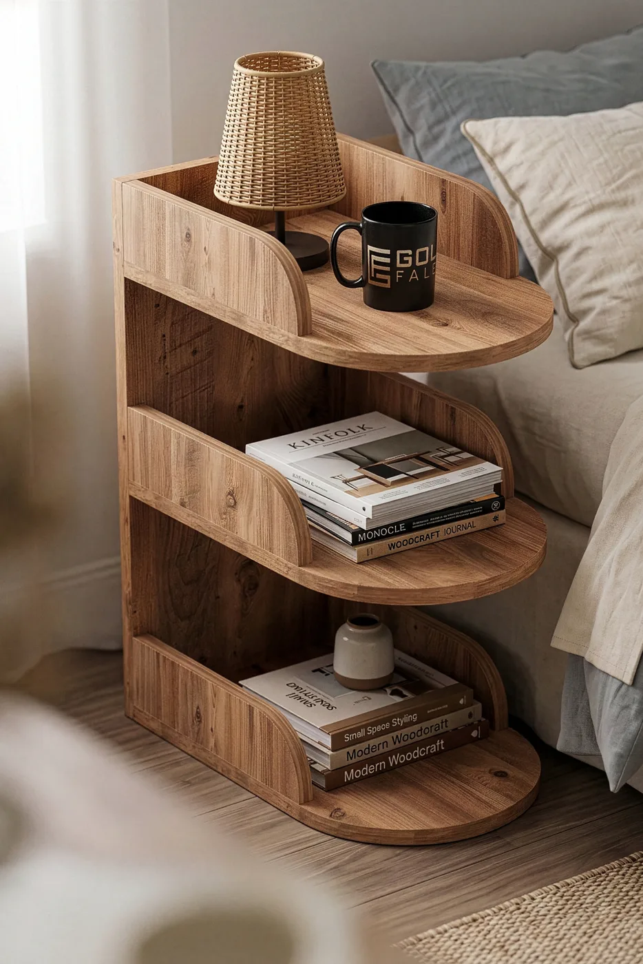 Bedside Table Melamine-faced chipboard Brown
