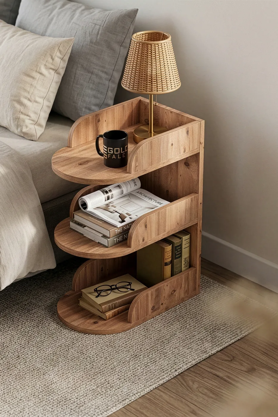 Bedside Table Melamine-faced chipboard Brown