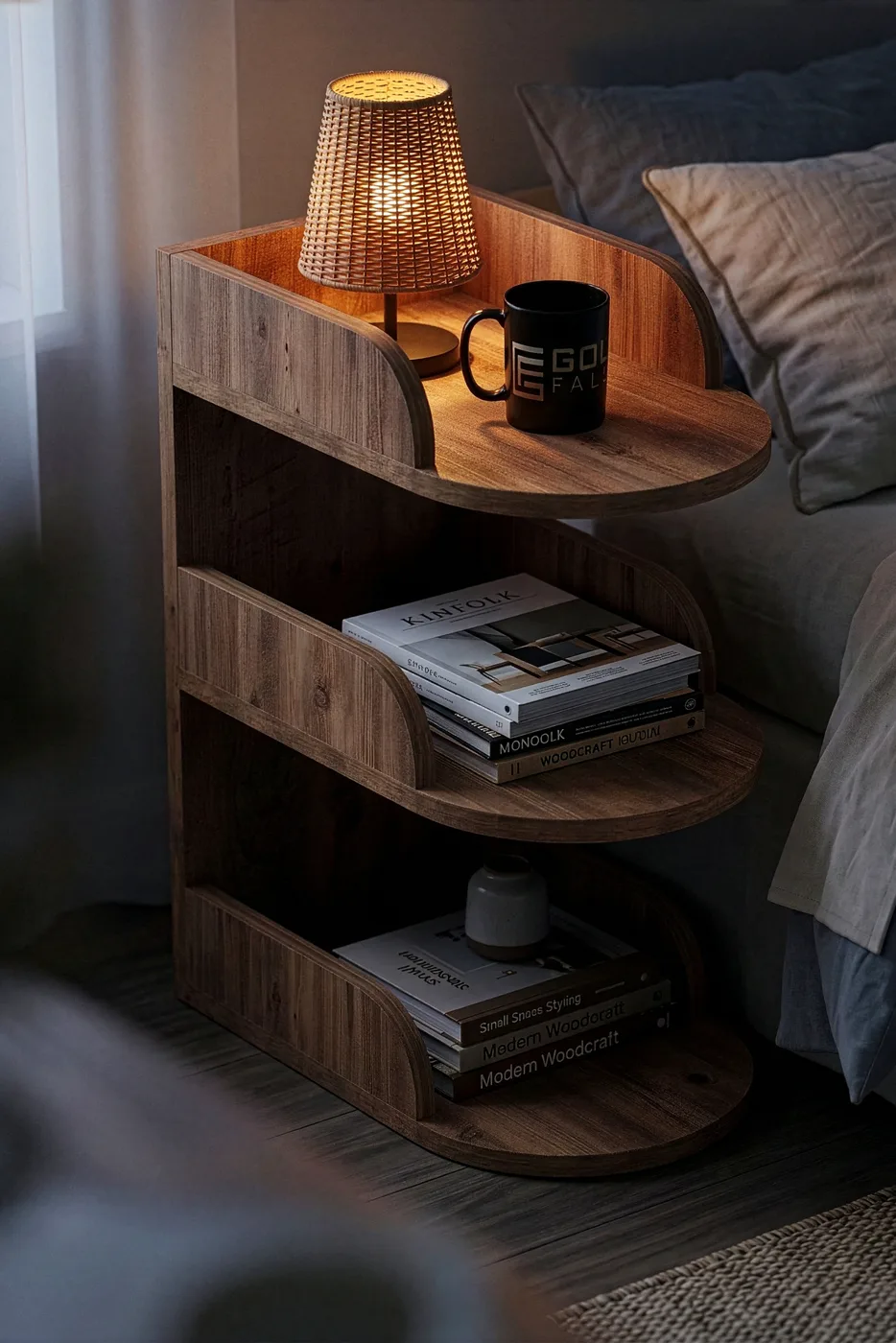 Bedside Table Melamine-faced chipboard Brown