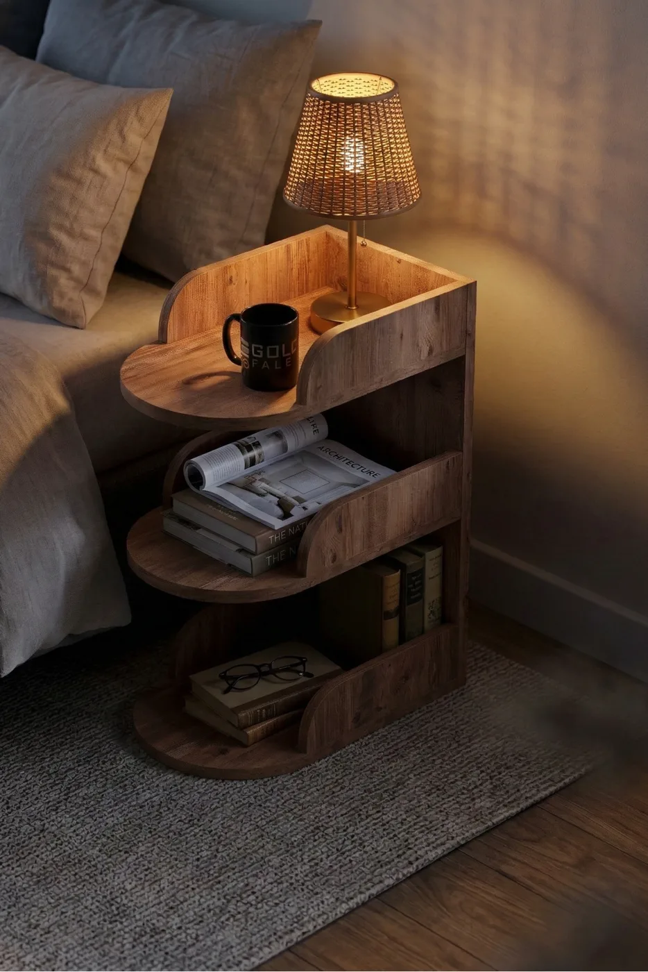 Bedside Table Melamine-faced chipboard Brown
