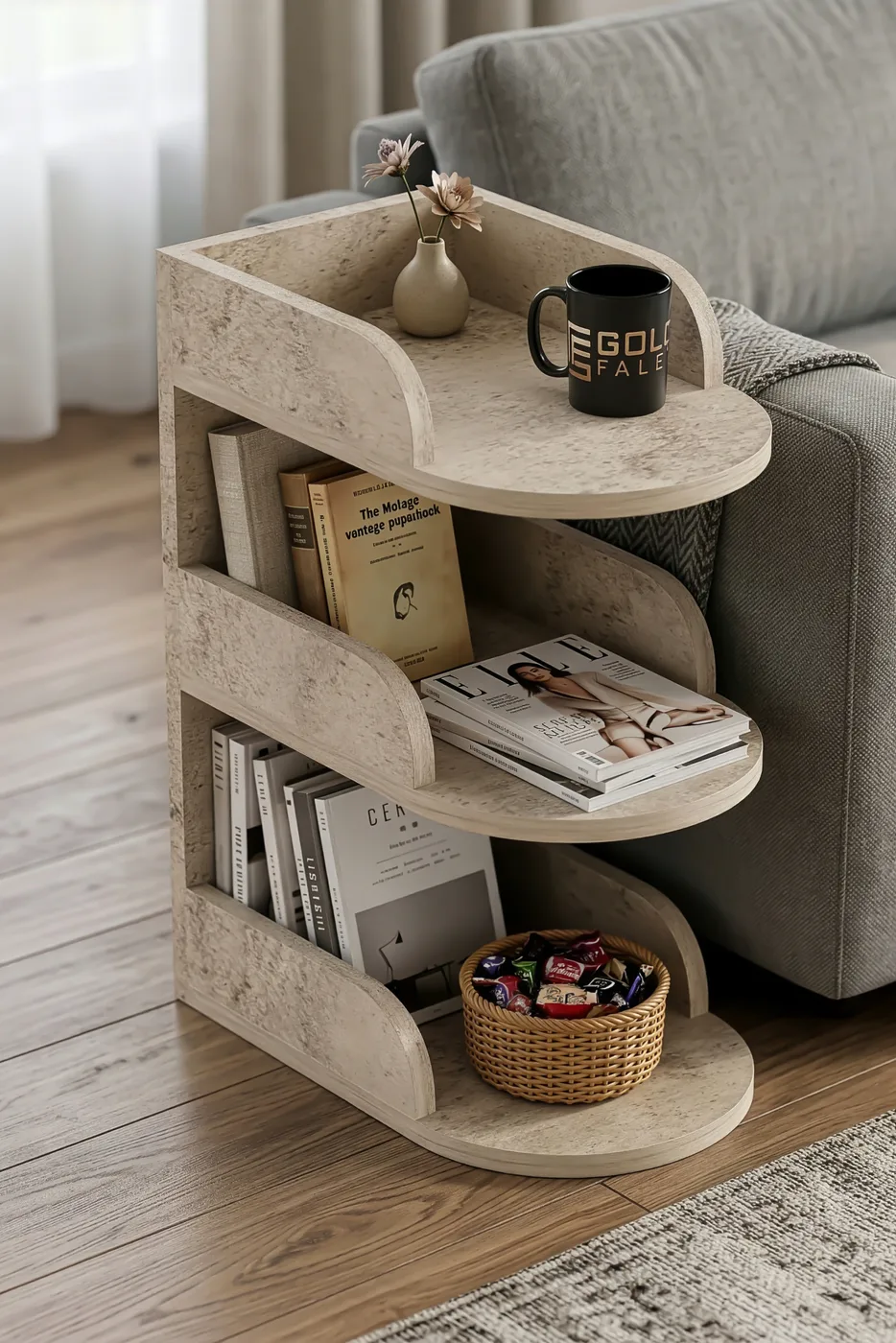 Side Table Melamine-faced chipboard Ecru
