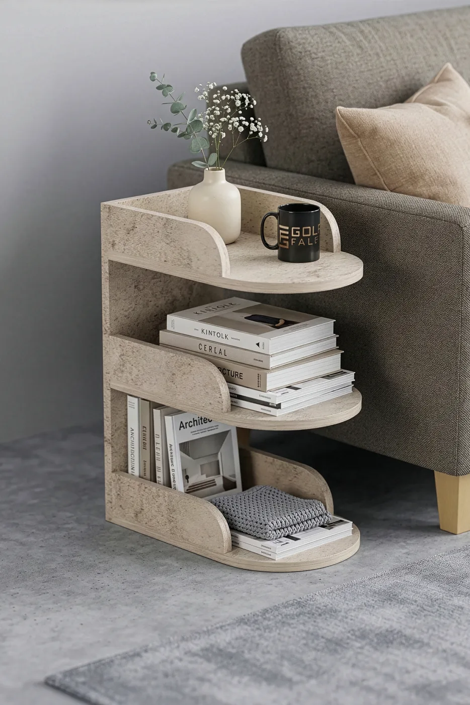 Side Table Melamine-faced chipboard Ecru