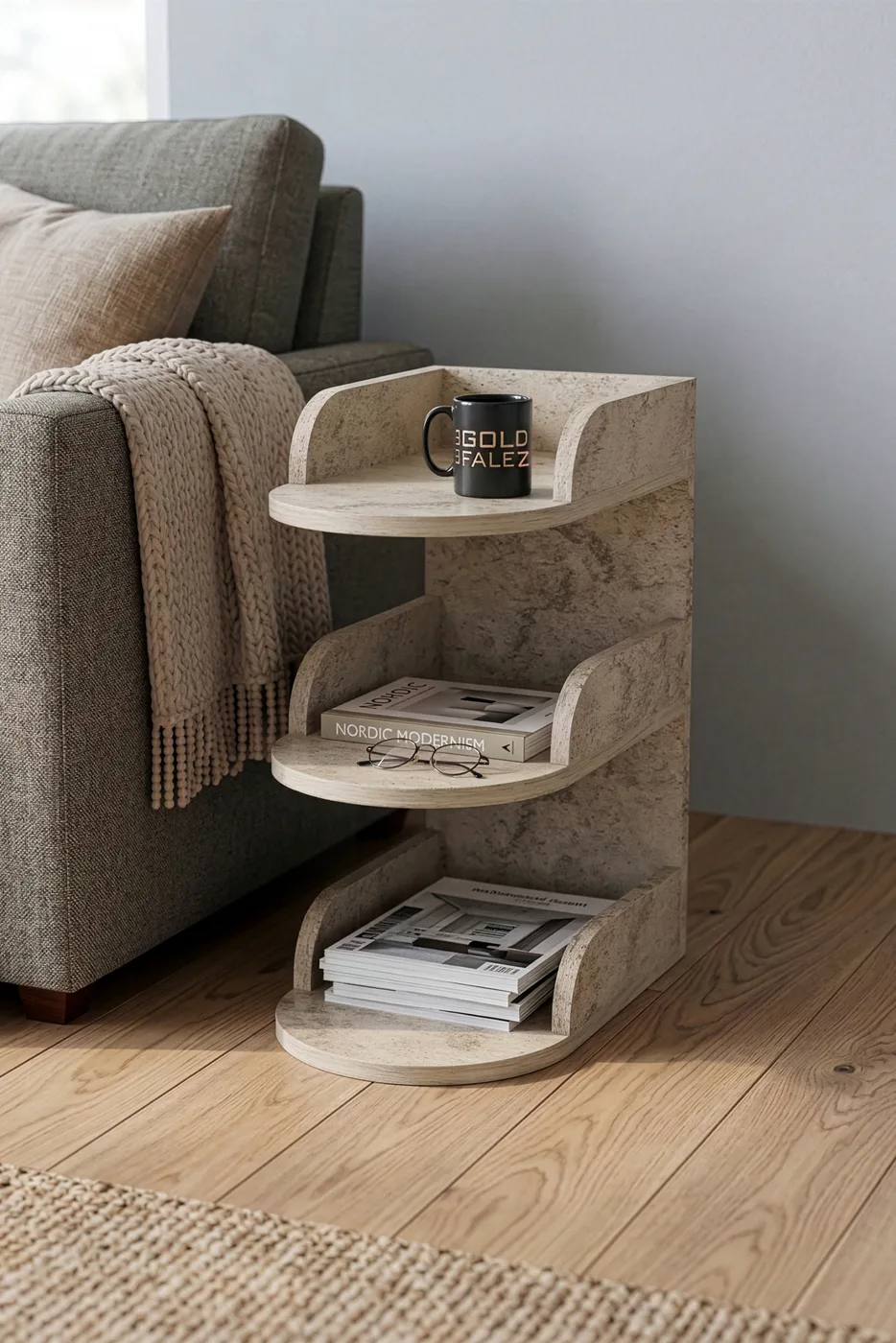 Side Table Melamine-faced chipboard Ecru