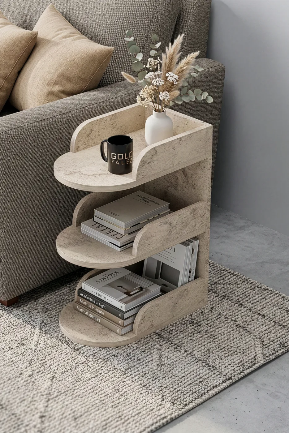 Side Table Melamine-faced chipboard Ecru
