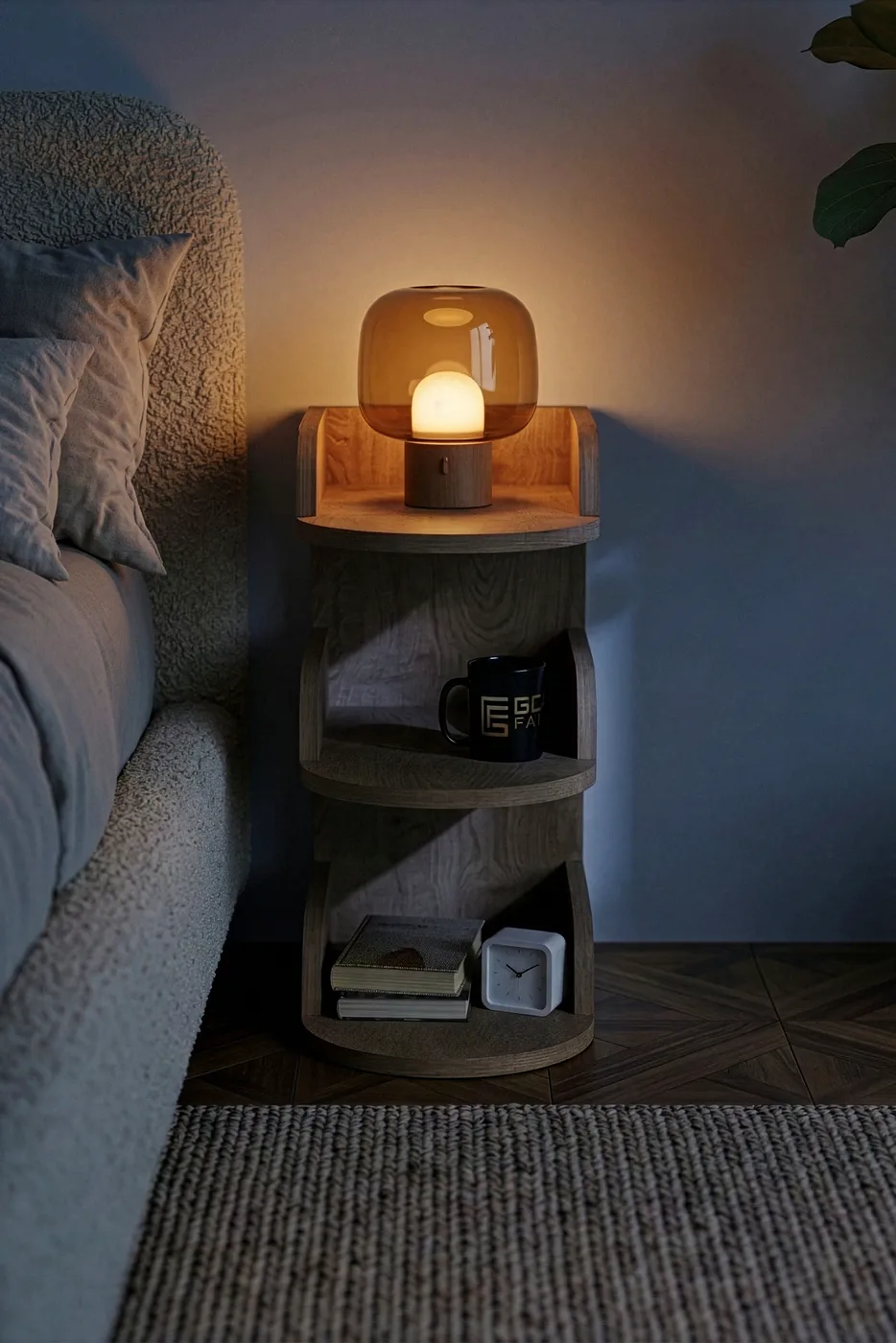 Melamine-faced Chipboard Multi-coloured Bedside Table