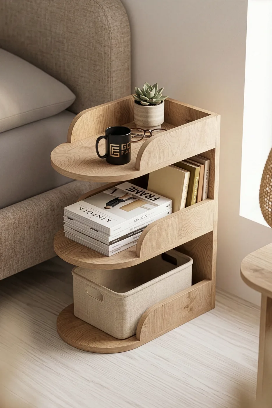 Melamine-faced Chipboard Multi-coloured Bedside Table