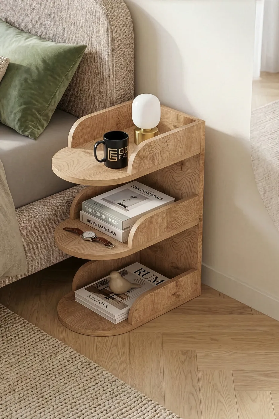 Melamine-faced Chipboard Multi-coloured Bedside Table