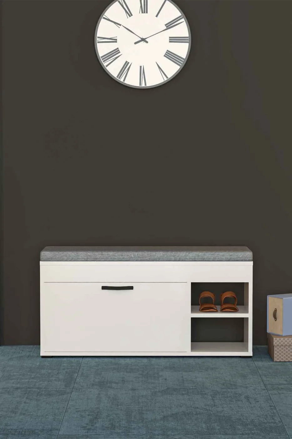 Padded Shoe Cabinet Bench Melamine-faced Chipboard White