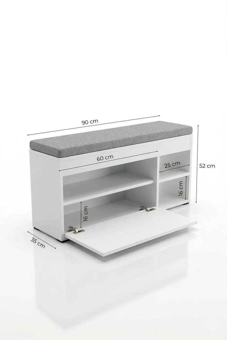 Padded Shoe Cabinet Bench Melamine-faced Chipboard White