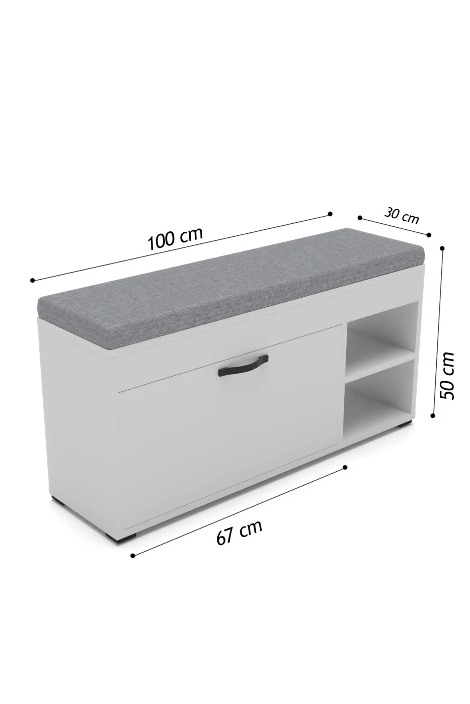 Padded Shoe Cabinet Bench Melamine-faced Chipboard White