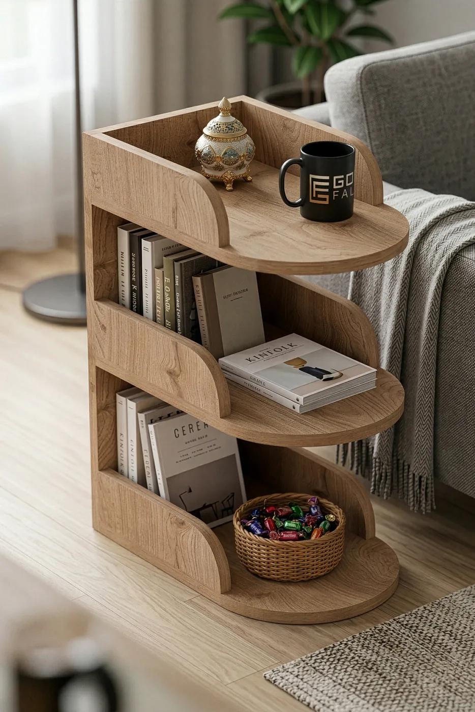 Melamine-faced Chipboard Multi-coloured Side Table