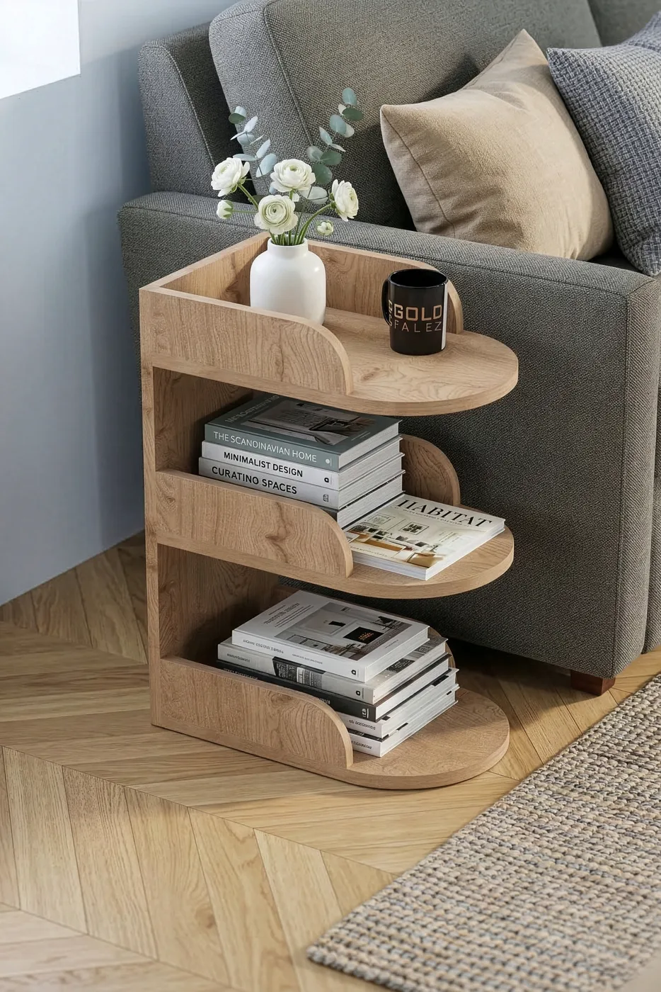 Melamine-faced Chipboard Multi-coloured Side Table