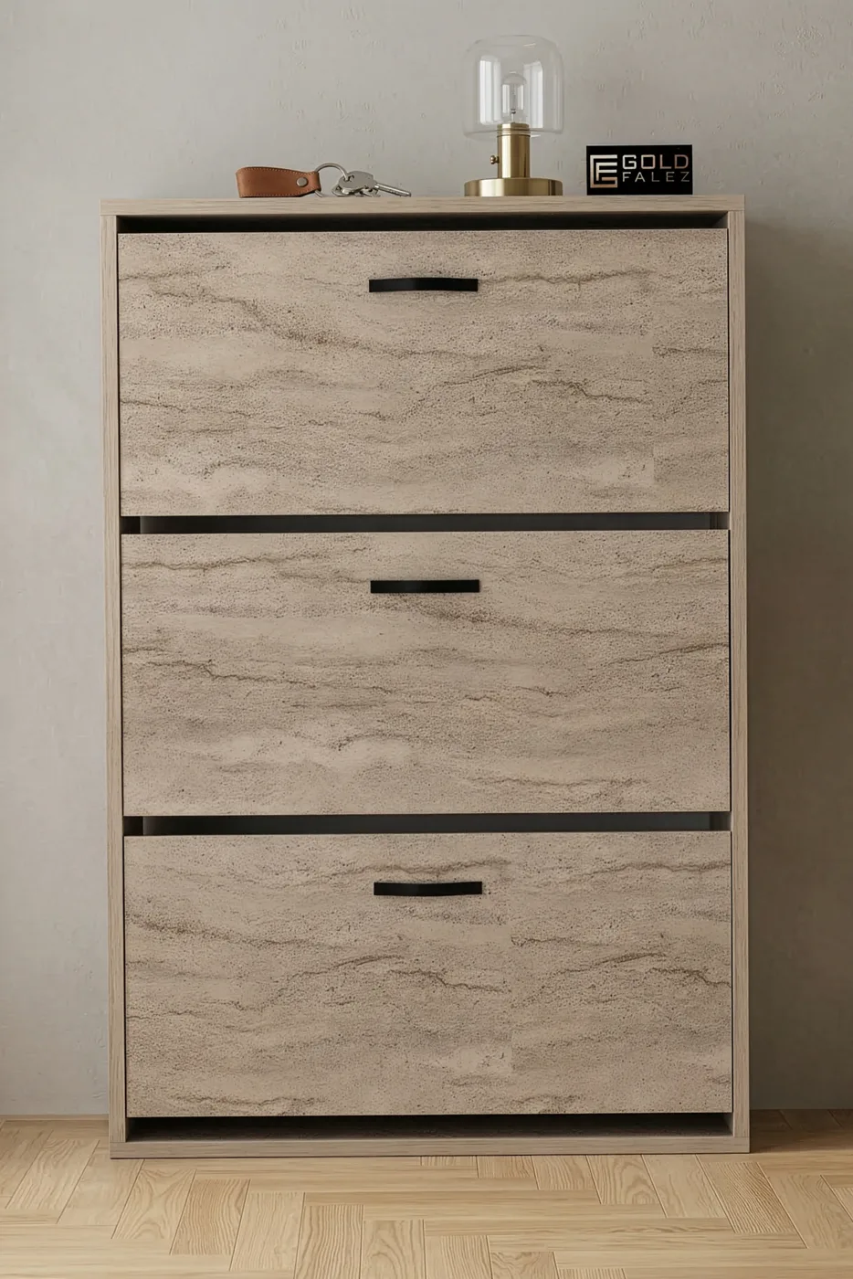 Drop-down Door Shoe Cabinet Melamine-faced Chipboard Ecru