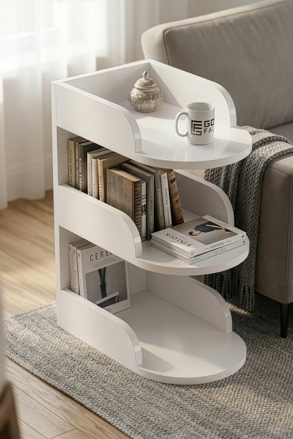 Melamine-faced Chipboard White Side Table