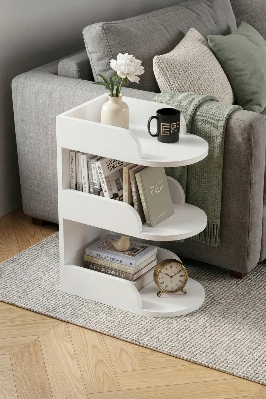 Melamine-faced Chipboard White Side Table