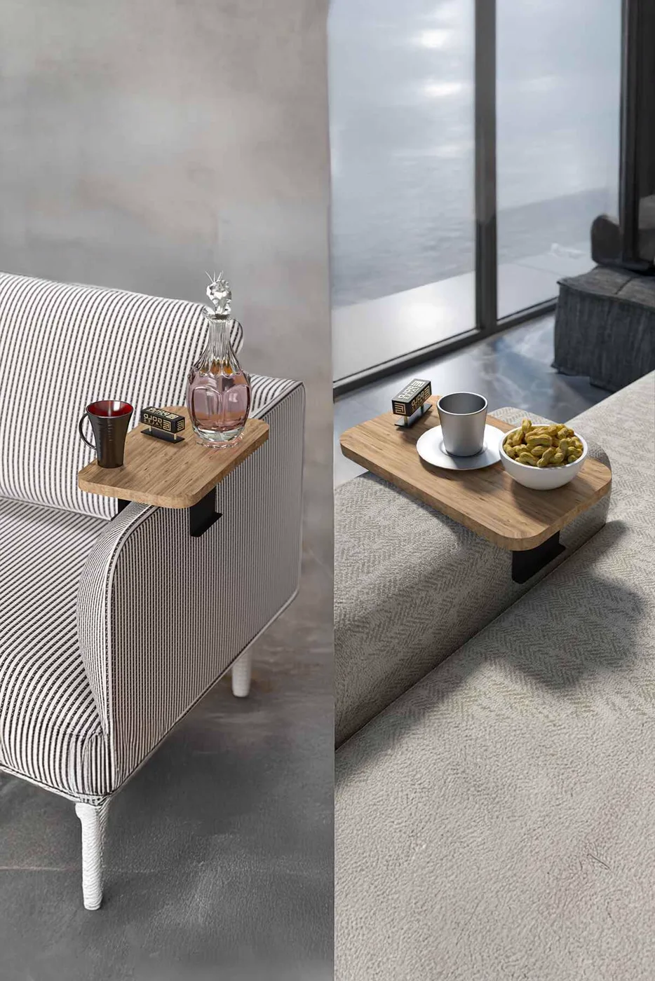 2-Piece Side Table Melamine-faced Chipboard Brown