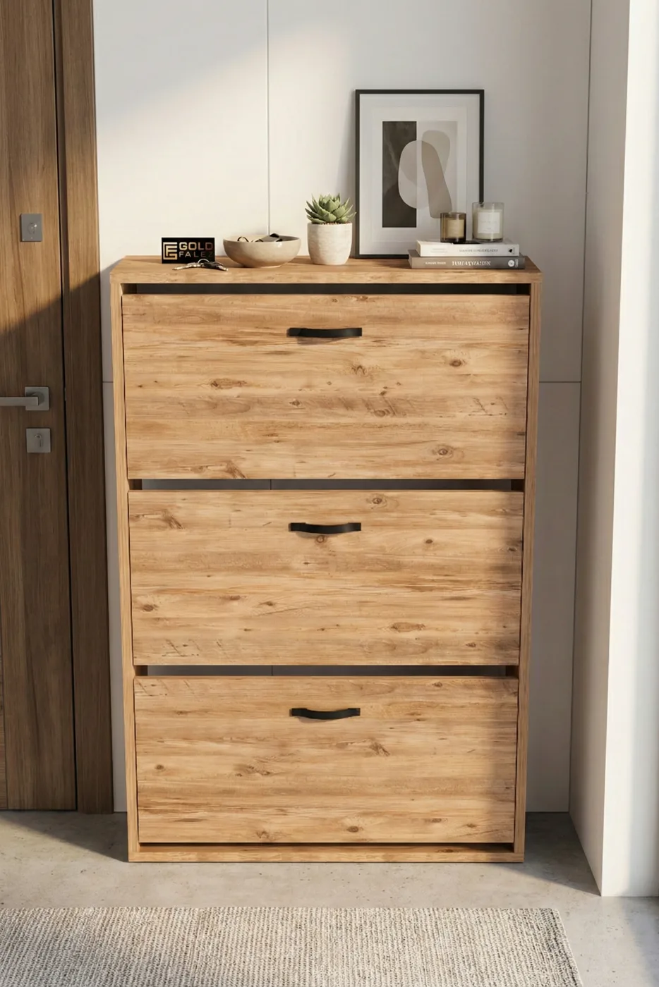 Drop-down Door Shoe Cabinet Melamine-faced Chipboard Brown