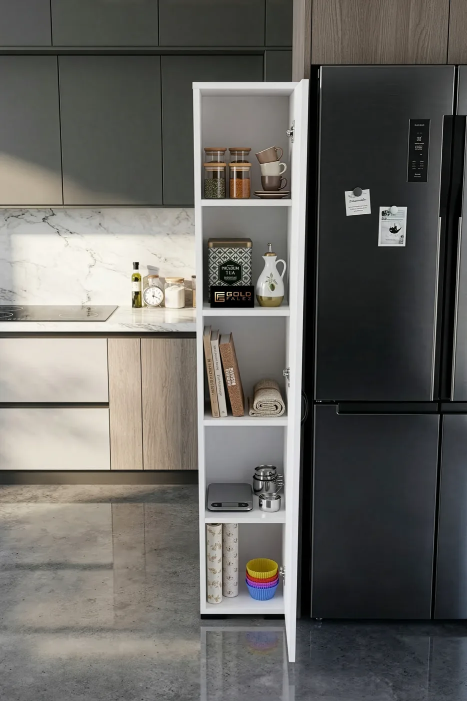 Multi-purpose Bathroom Cabinet Melamine-faced Chipboard White