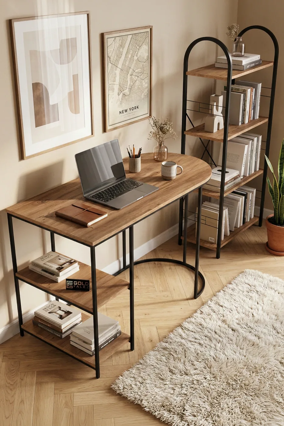 Desk and Bookcase Set Atlantic Pine