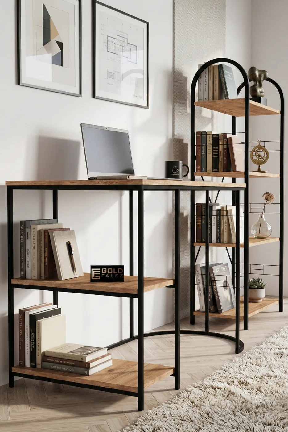 Desk and Bookcase Set Atlantic Pine