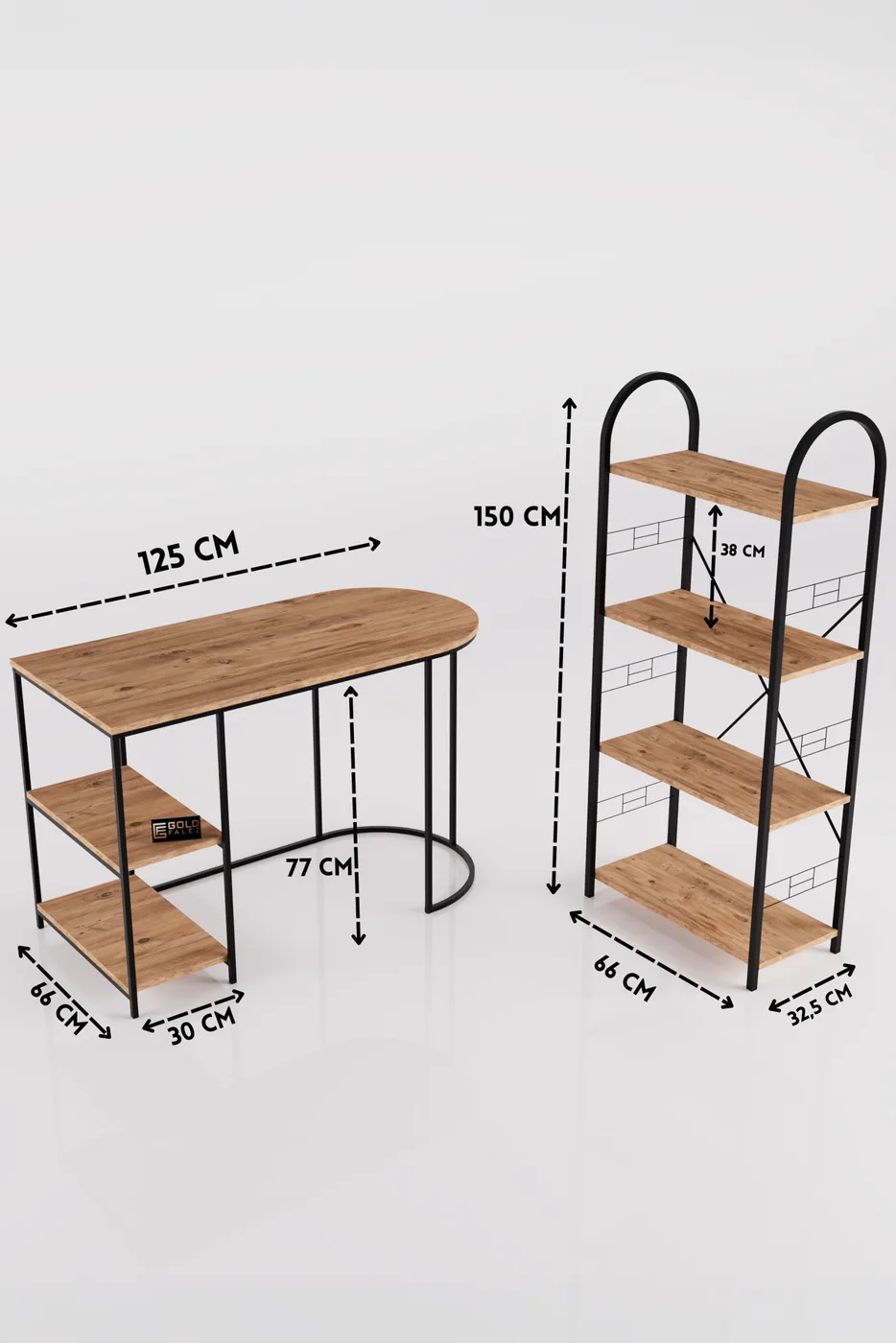 Desk and Bookcase Set Atlantic Pine