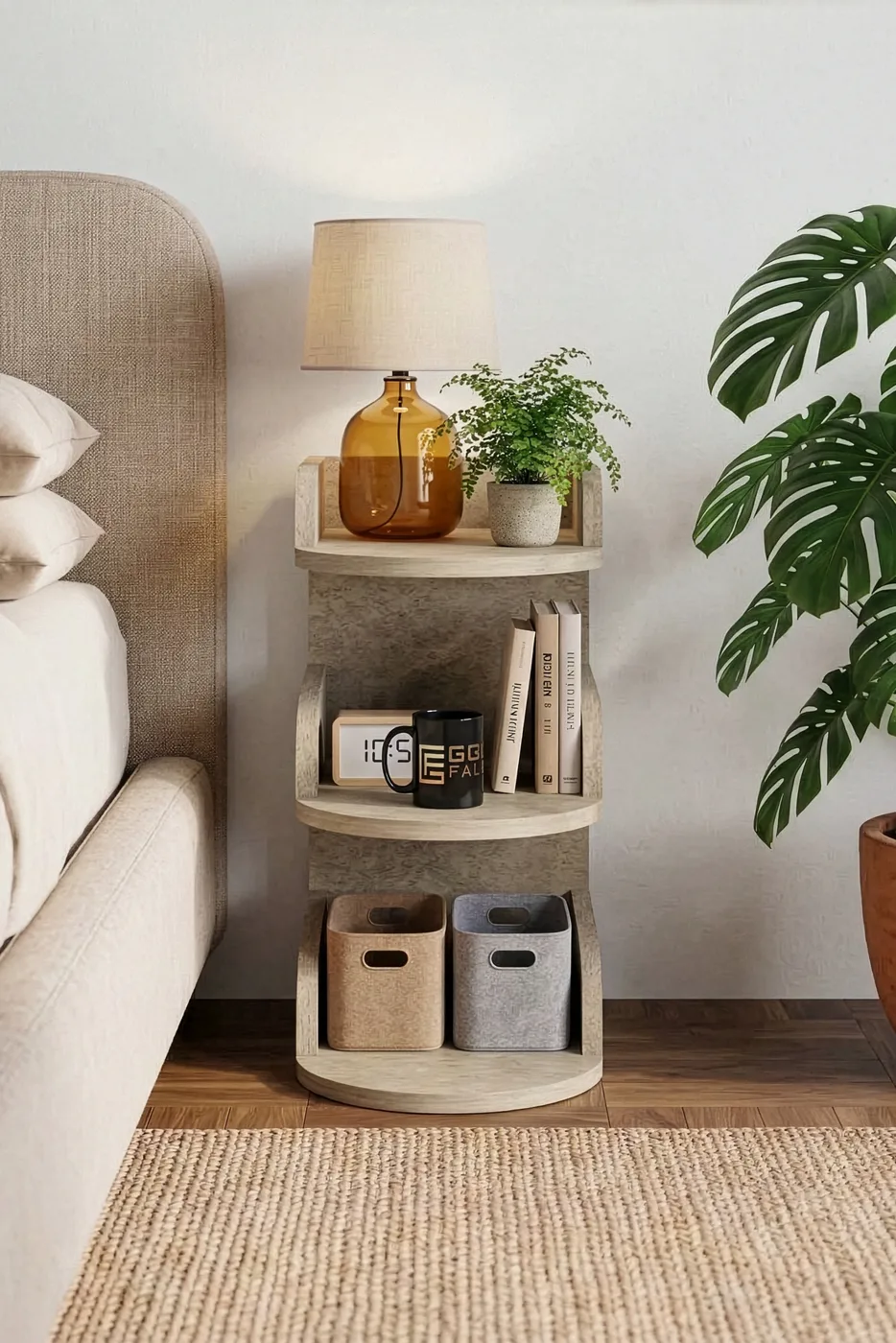 Bedside Table Melamine-faced Chipboard Ecru