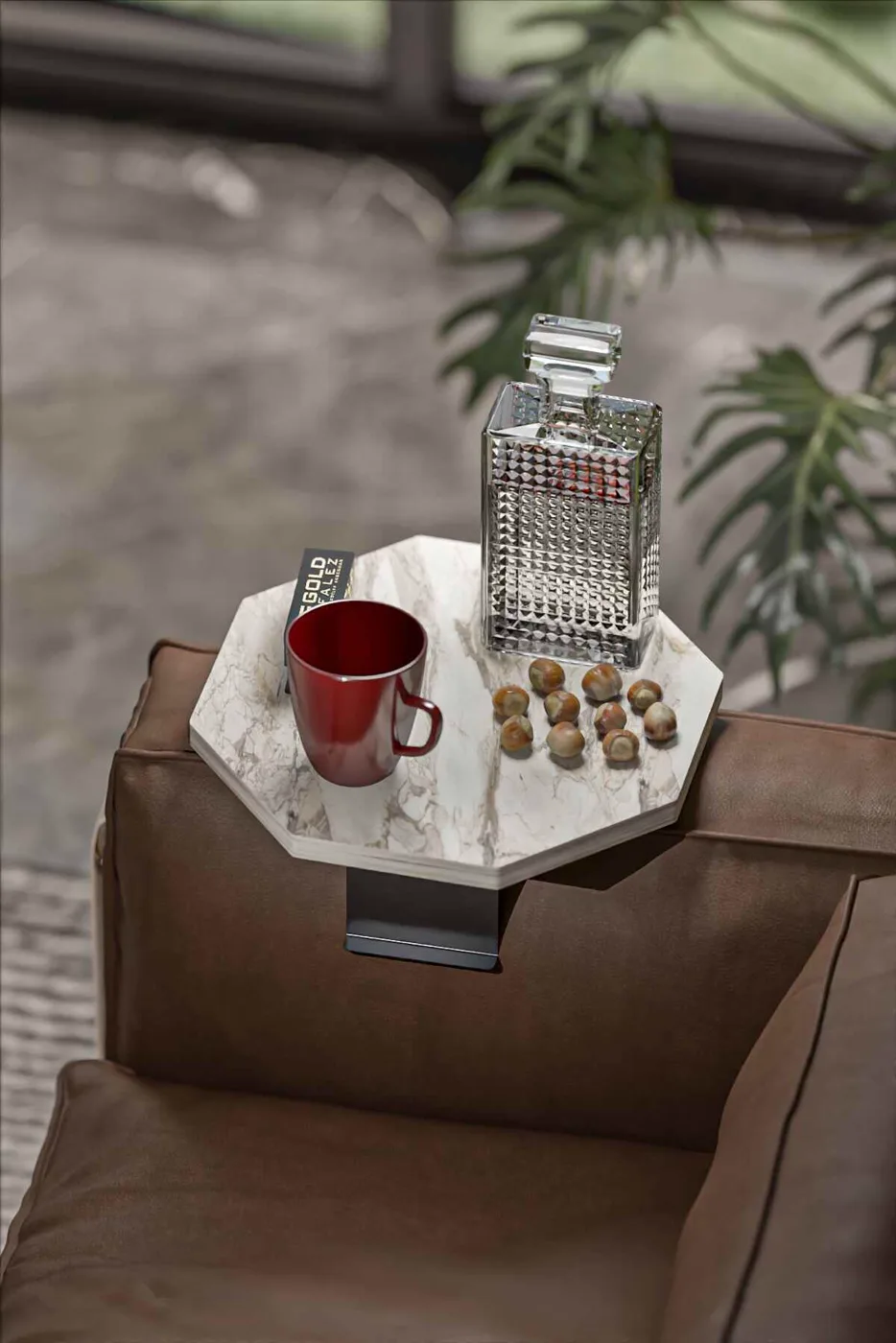 Octagonal 2-Piece Side Table Melamine-faced Chipboard Efes