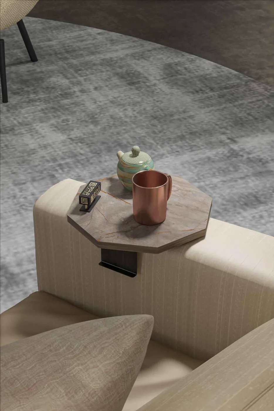 Octagonal 2-Piece Side Table Melamine-faced Chipboard Ecru