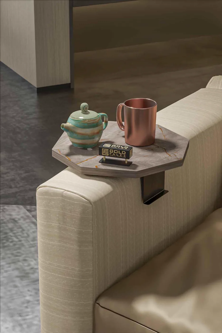 Octagonal 2-Piece Side Table Melamine-faced Chipboard Ecru