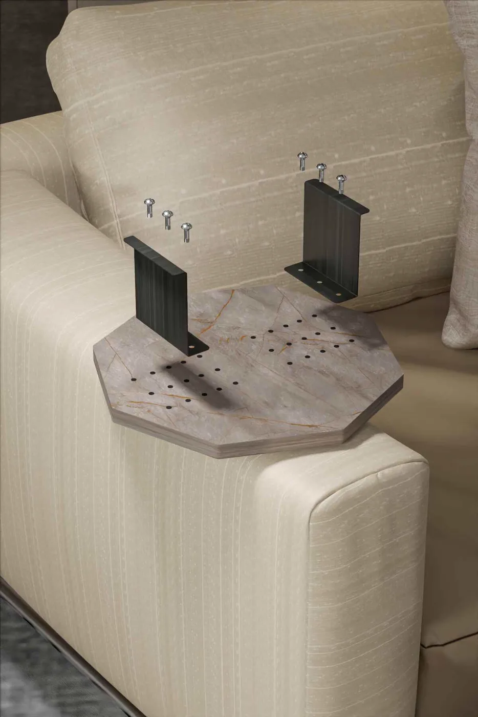 Octagonal 2-Piece Side Table Melamine-faced Chipboard Ecru
