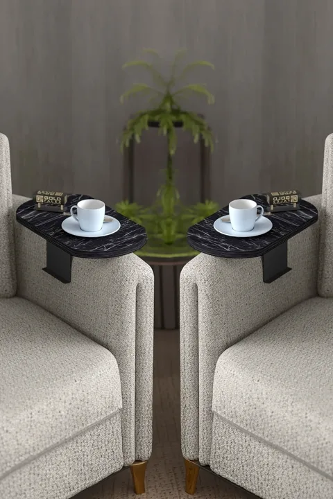2-Piece Side Table Melamine-faced Chipboard Black