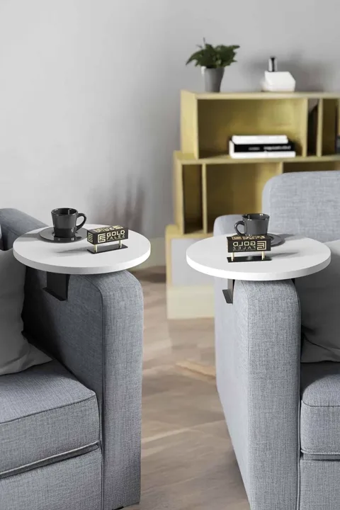 Set di 2 tavolini in truciolare nobilitato bianco