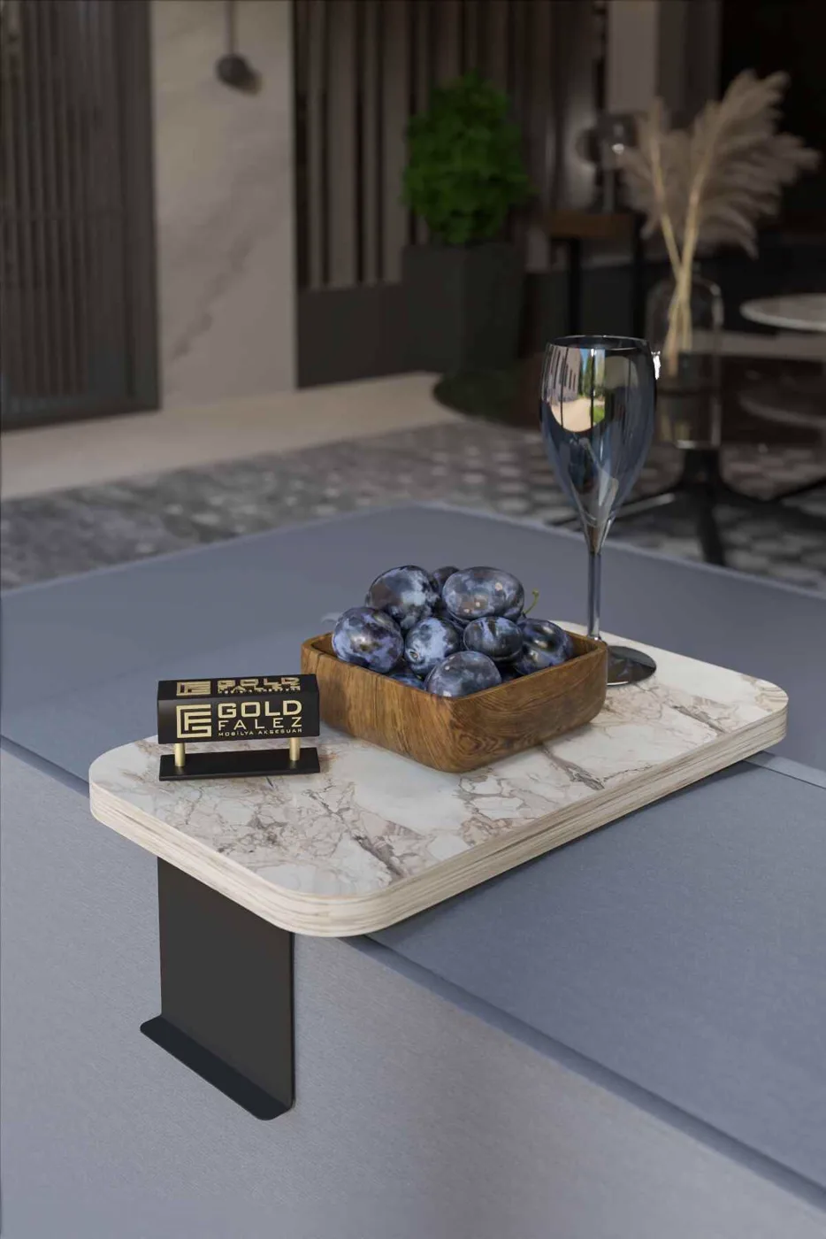 Efes 2-Piece Side Table Melamine-faced Chipboard Grey