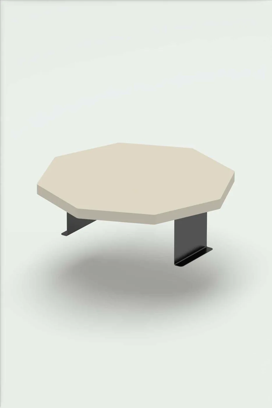 Octagonal 2-Piece Side Table Melamine-faced Chipboard Cream