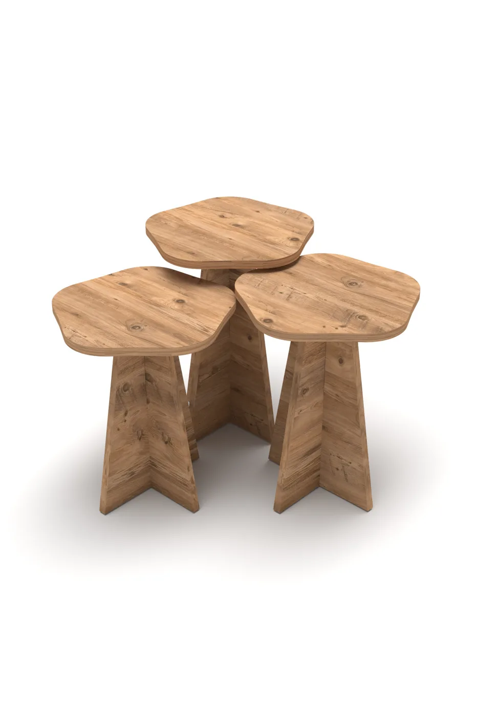 Flower Coffee Table and Nesting Table Set Melamine-faced Chipboard Brown