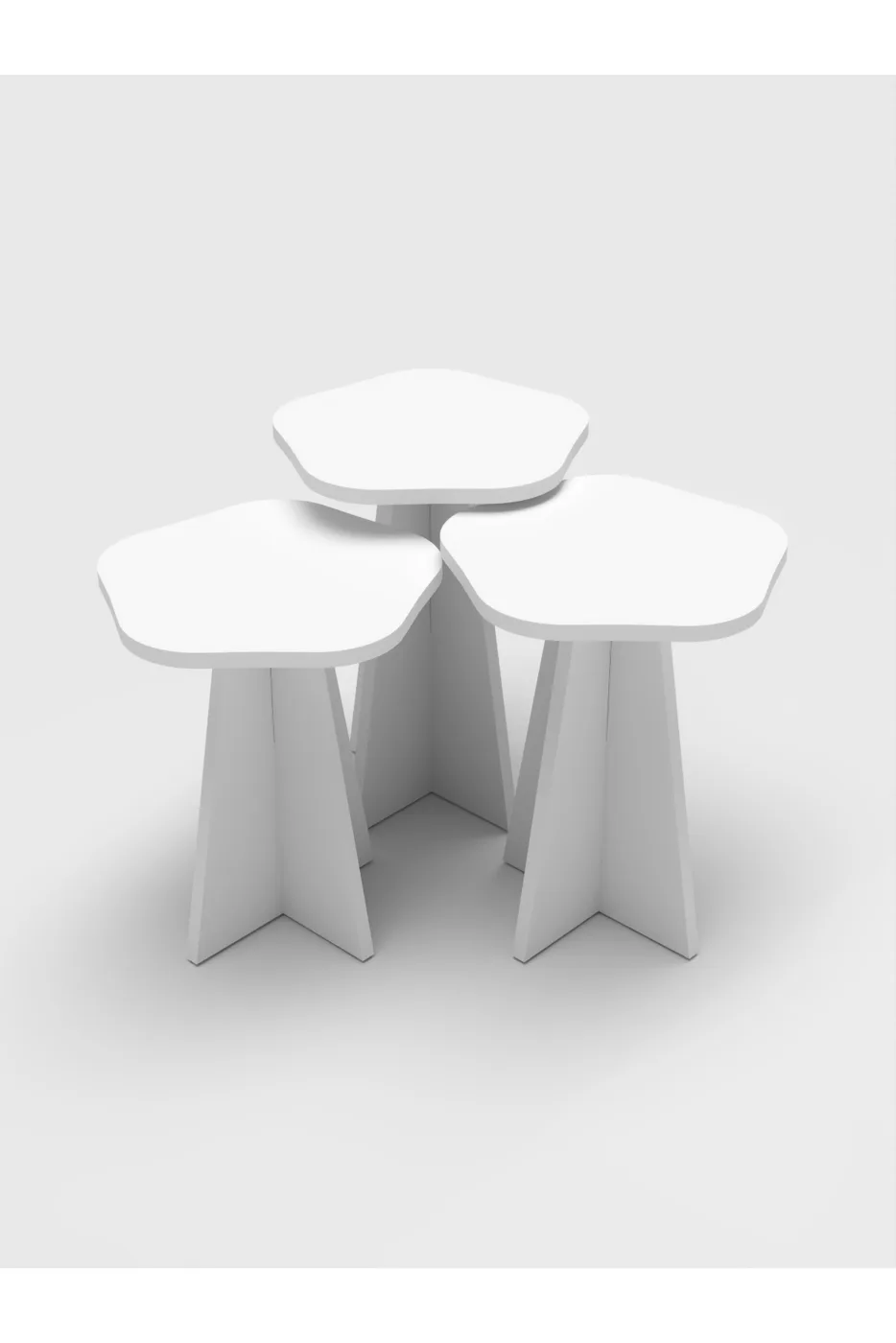 Flower Coffee Table and Nesting Table Set Melamine-faced Chipboard White