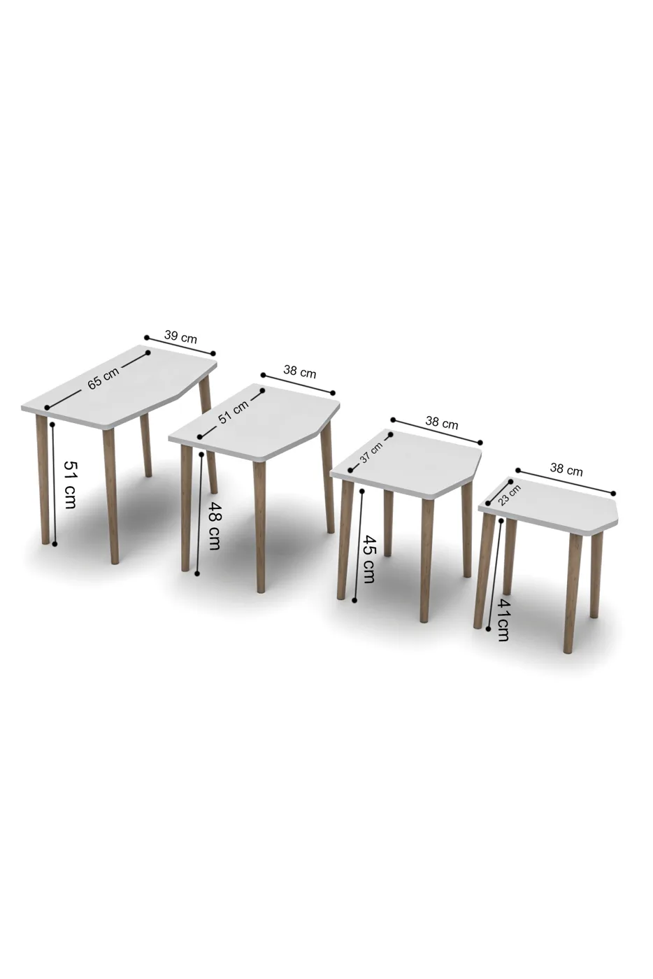 Elya 4-Piece Nesting Table Set Melamine-faced Chipboard Ecru