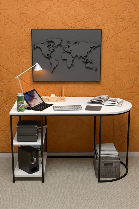 Dolunay Desk Melamine-faced Chipboard White