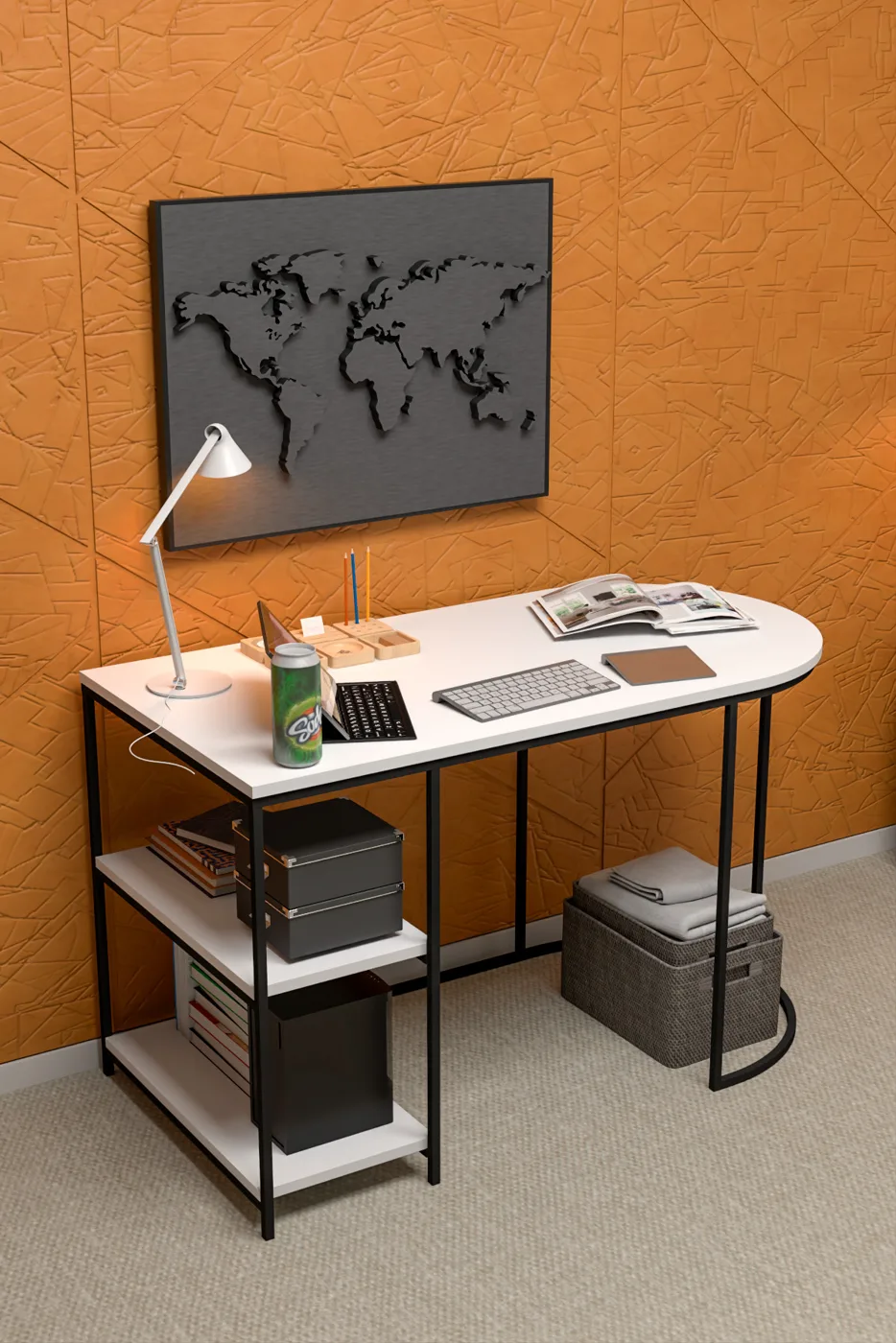 Dolunay Desk Melamine-faced Chipboard White