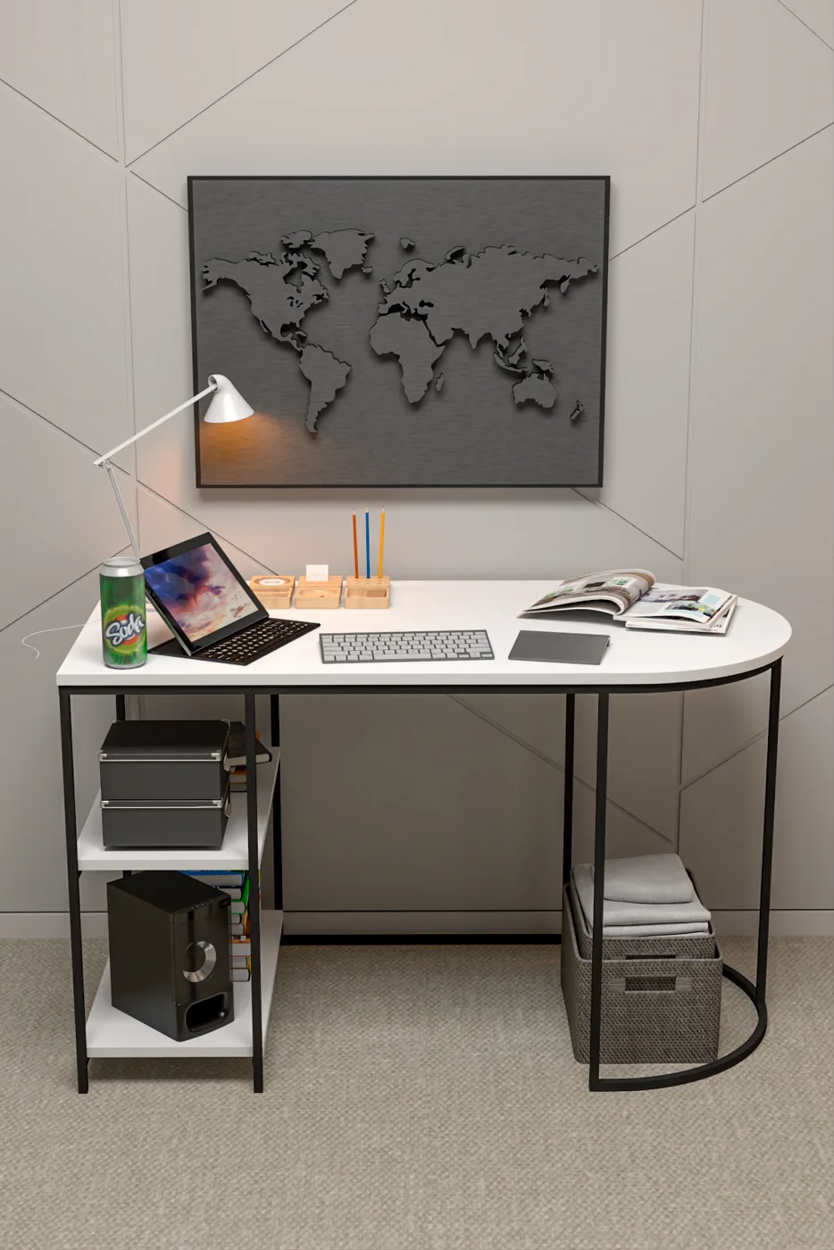 Dolunay Desk Melamine-faced Chipboard White
