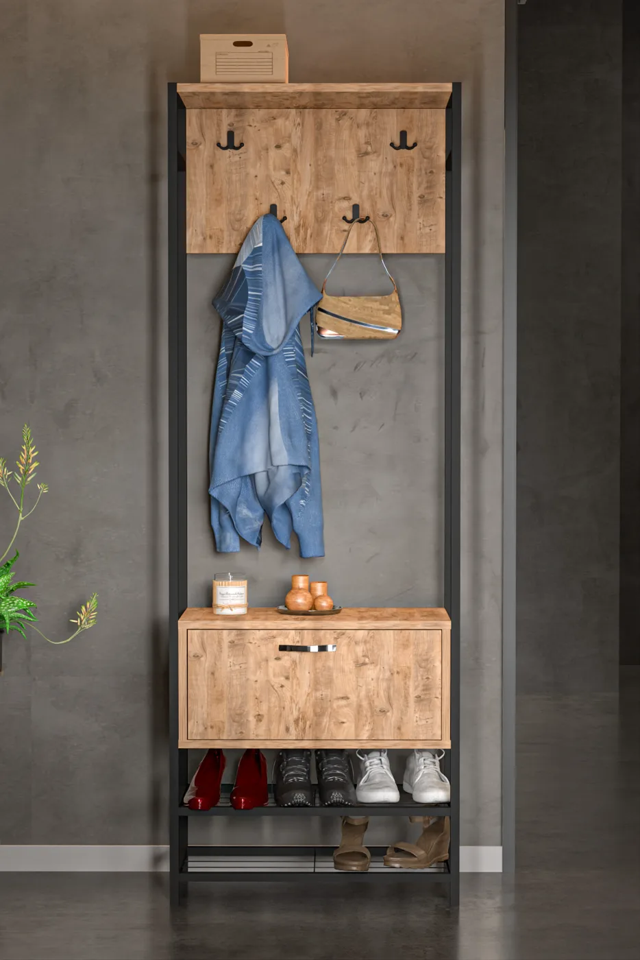 Multi-Purpose Metal Brown Coat Rack