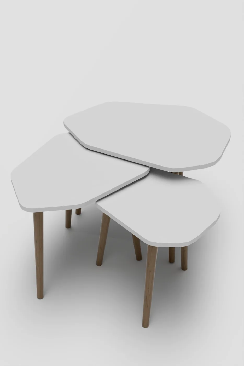 Trio 3-Piece Nesting Table Set Melamine-Faced Chipboard White