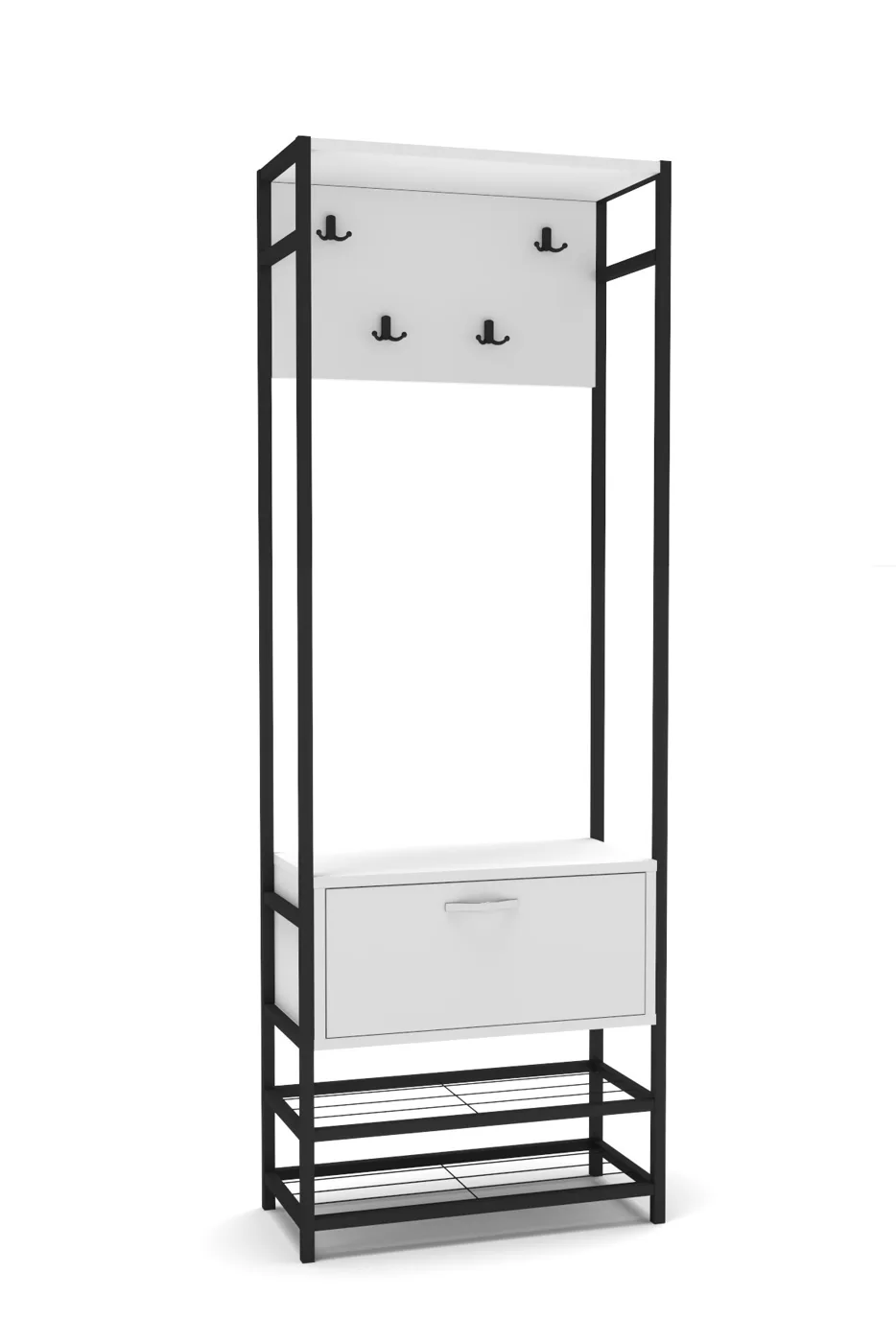 Multi-Purpose Metal White Coat Rack