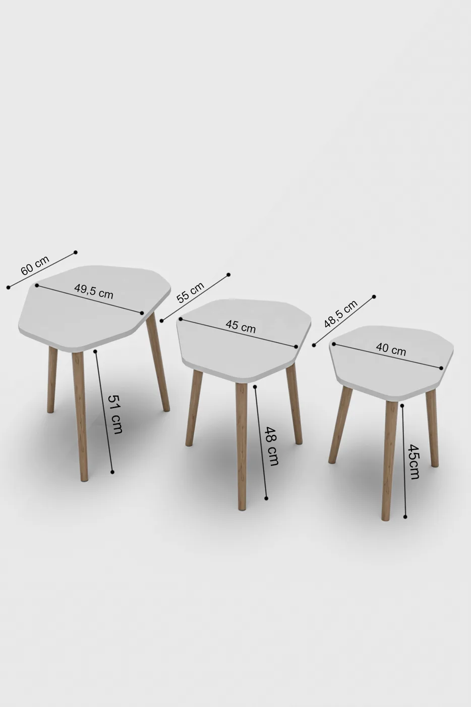 Trio 3-Piece Nesting Table Set Melamine-Faced Chipboard Black
