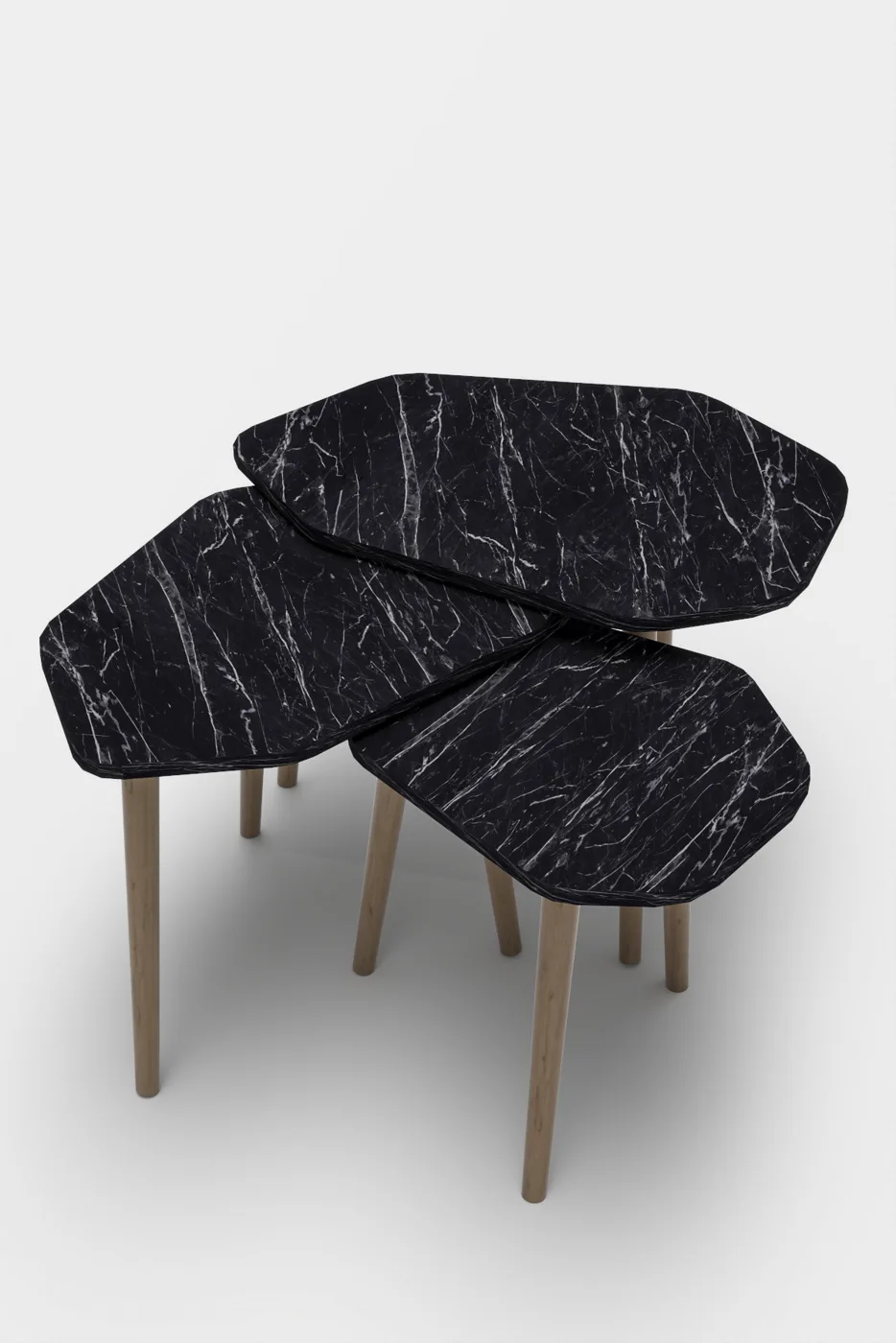 Trio 3-Piece Nesting Table Set Melamine-Faced Chipboard Black
