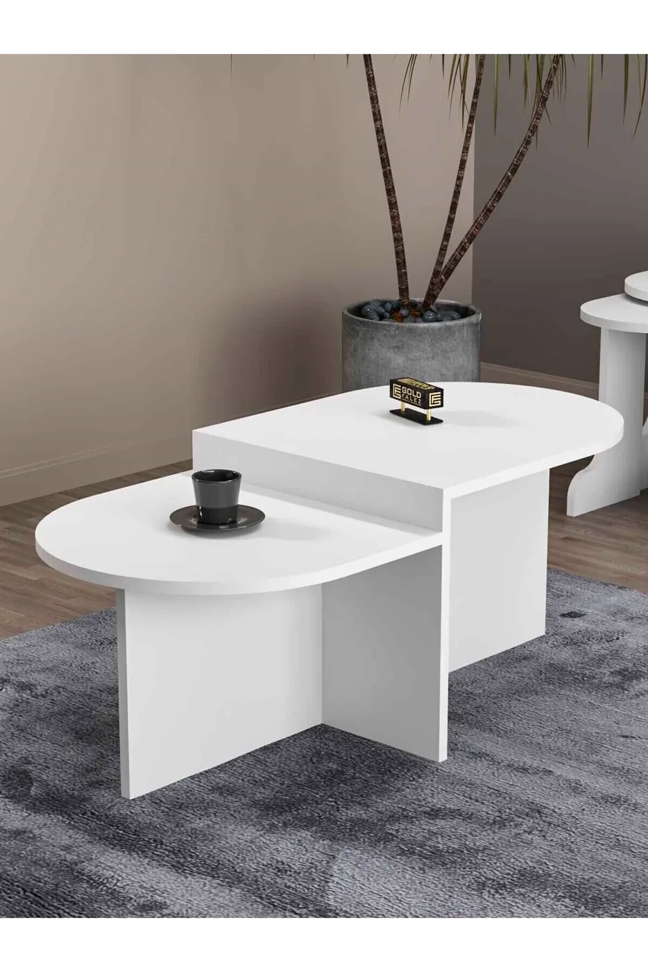 Setro 6-Piece Table and TV Unit Set Melamine-faced Chipboard White