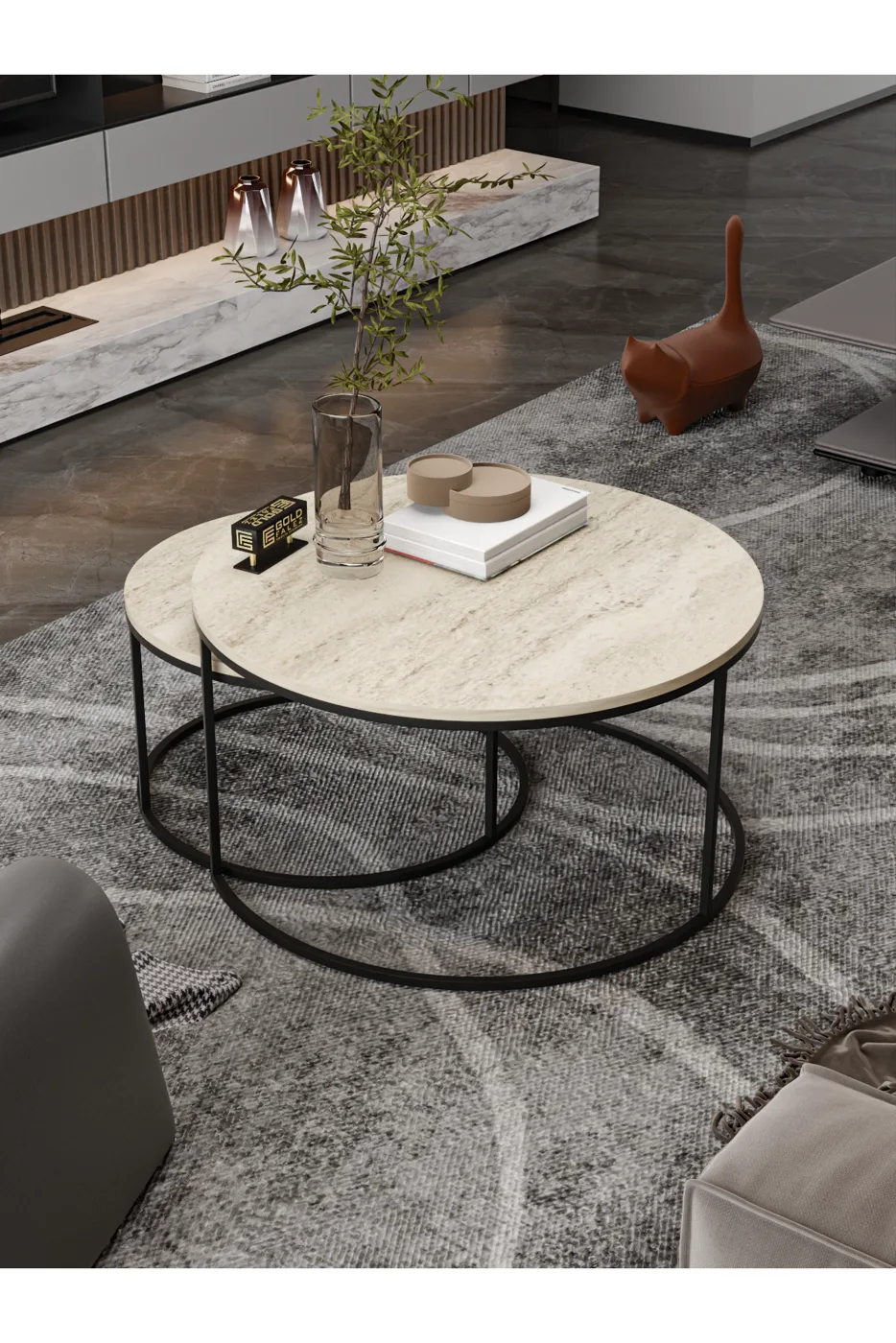 Special Lux 2-Piece Coffee Table Melamine-faced Chipboard Multi-coloured