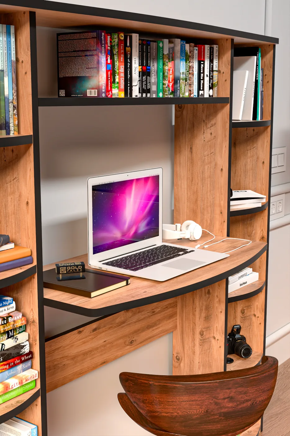 10-Tier Bookcase Desk Melamine-faced Chipboard Brown