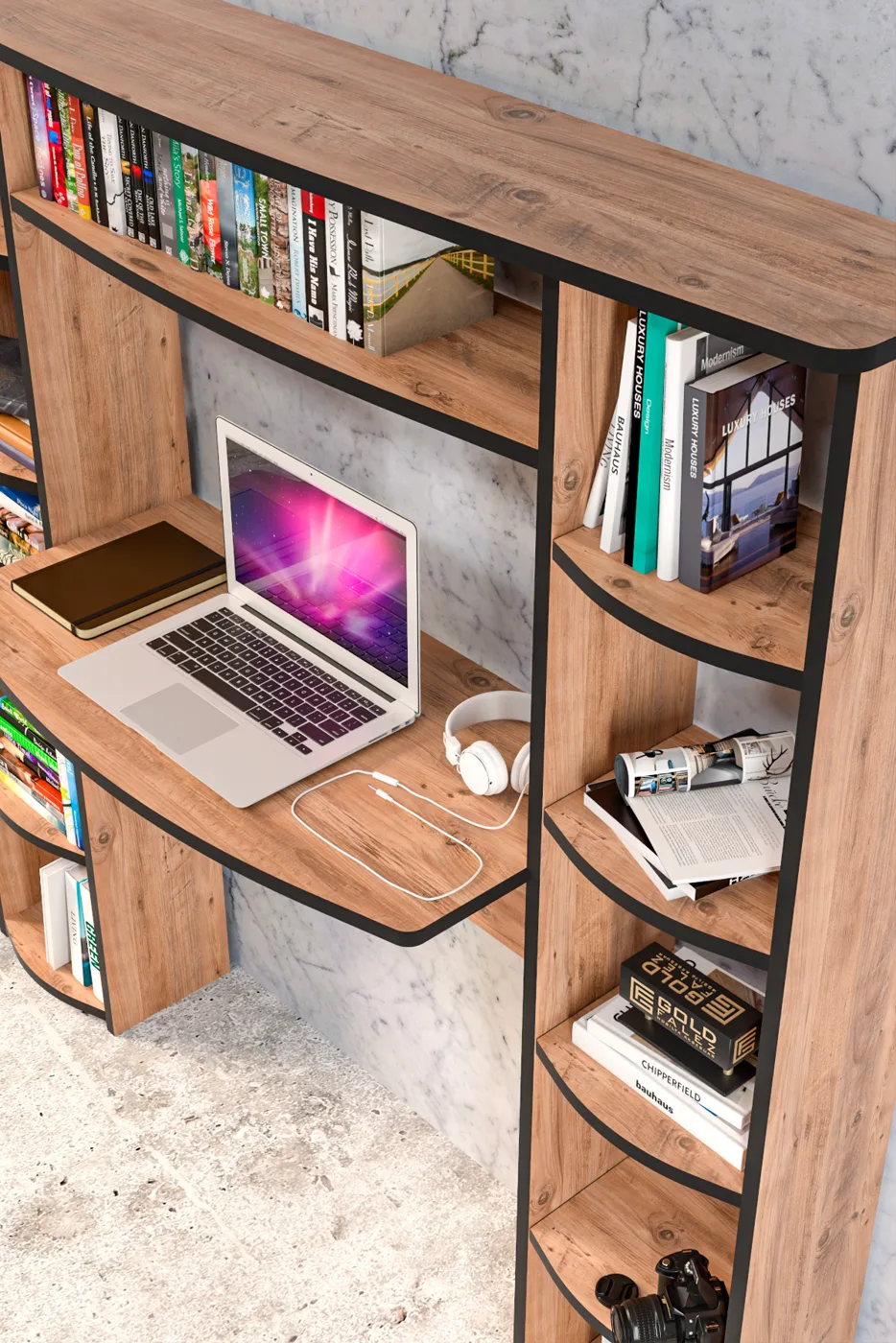 10-Tier Bookcase Desk Melamine-faced Chipboard Brown