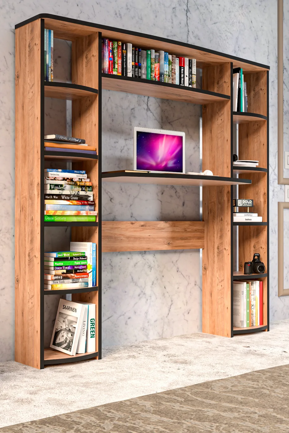 10-Tier Bookcase Desk Melamine-faced Chipboard Brown